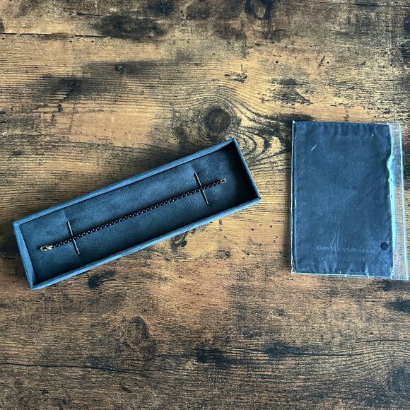 David Yurman Bel Aire Box Chain Bracelet w/ 14K Yellow Gold - Black - 7.25" - Picture 2 of 11